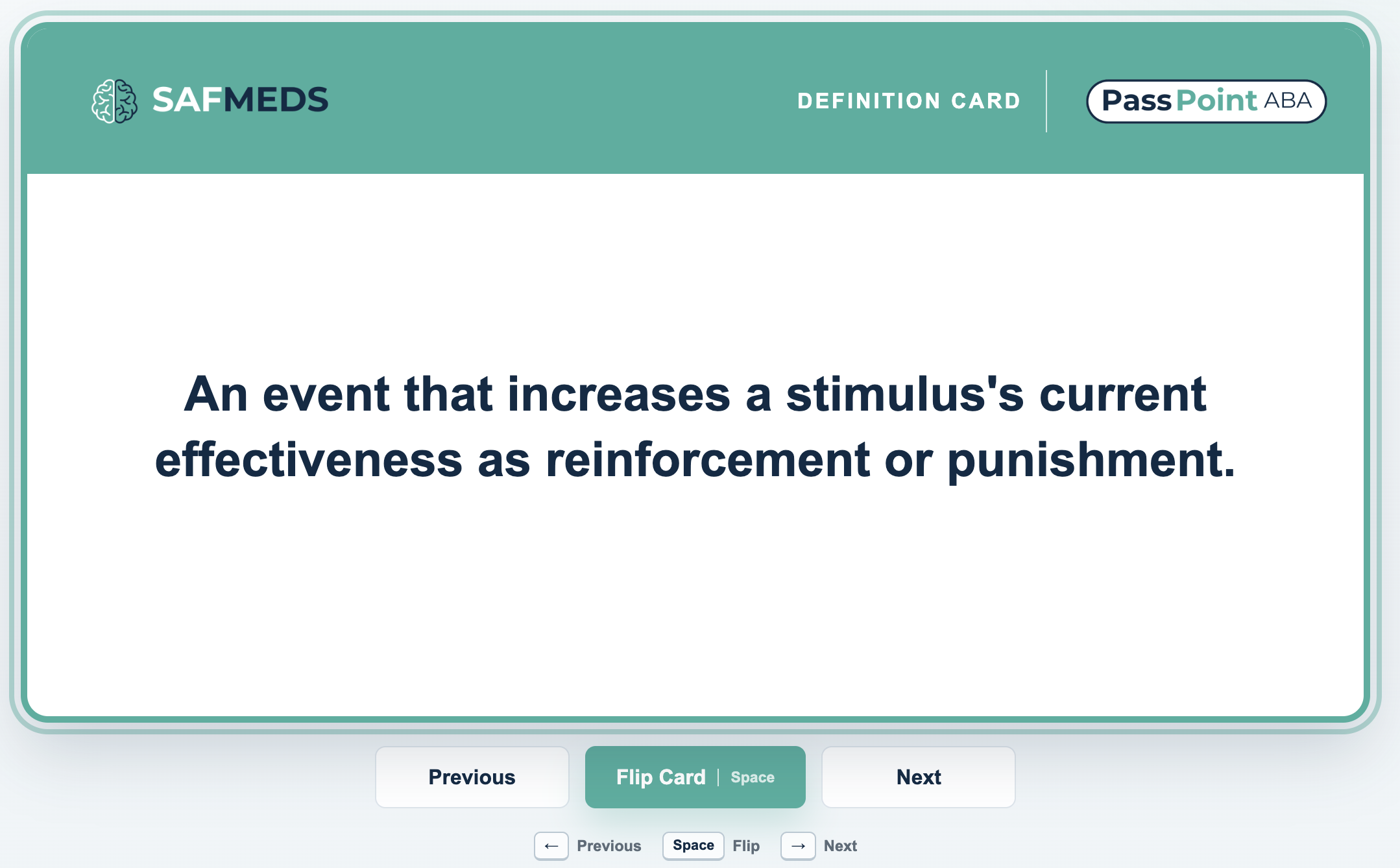 Study Mode definition card for establishing operation before the answer is revealed.